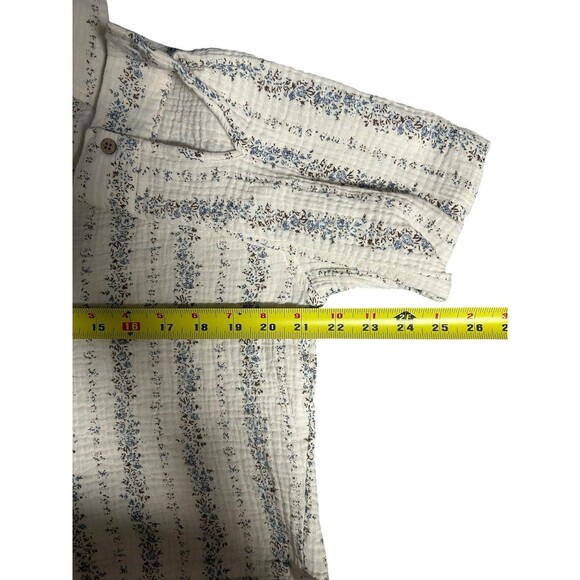 Love Notes Women's Striped Gauze Cropped Shirt 100% Cotton, Button-Up Medium - Picture 6 of 8